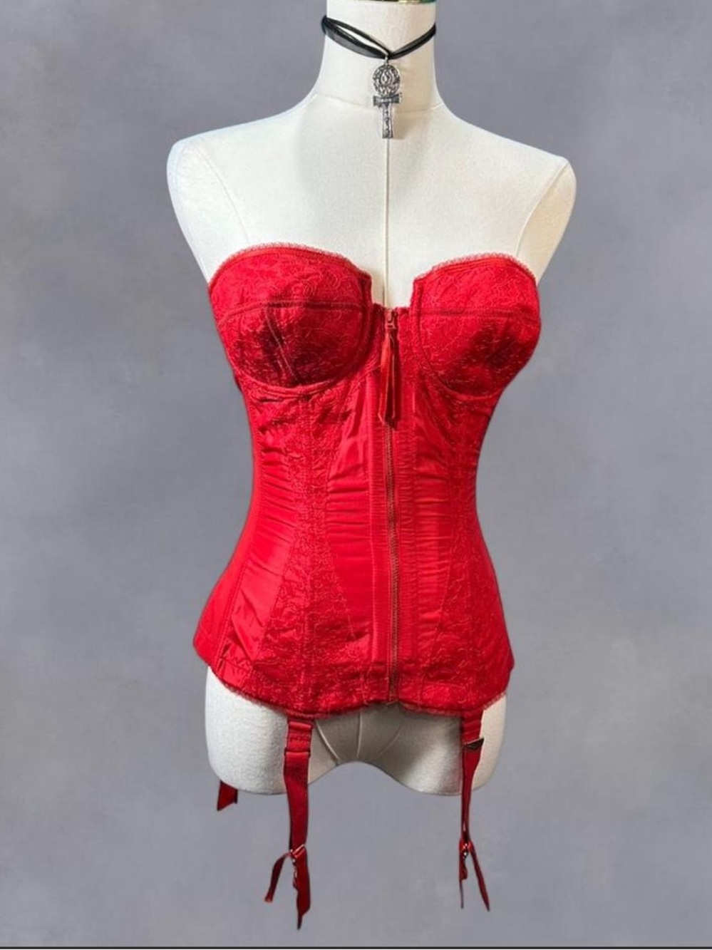 Warner Original Merry Widow Vintage 1950s Corset with Garter Clips in Red
